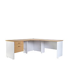 Oak/White Slab End Desk