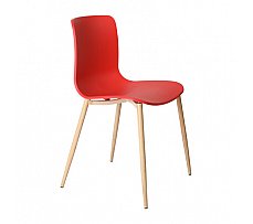 Visitor Chair Steel Wood Legs Red