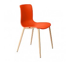 Visitor Chair Steel Wood Legs Orange
