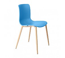 Visitor Chair Steel Wood Legs Ocean Blue