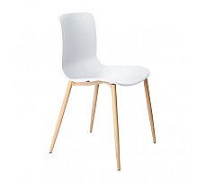 Visitor Chair Steel Wood Legs White