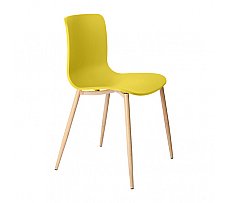 Visitor Chair Steel Wood Legs Yellow