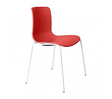 Acti Visitor Chair White 4 Legs Red