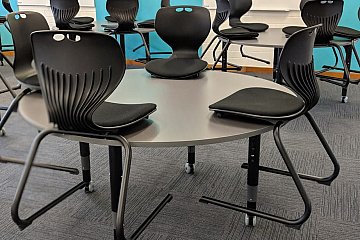 Marden Senior College, Mata padded cantilever chairs with custom Kinetic round tables