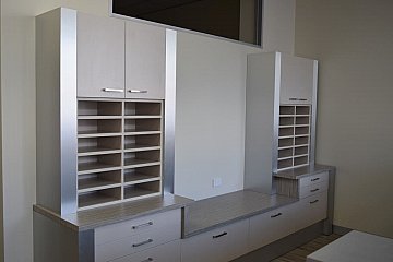 City Clinic, custom reception counter pigeon hole units & storage manufactured to specification