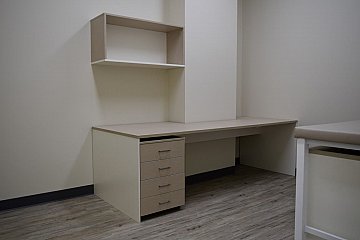 City Clinic, custom doctors desk & storage