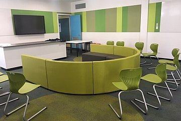 Ocean View College, Mata green cantilever chairs & custom Habitat setting