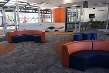 Ocean View College, custom Loop lounges in blue & orange vinyl