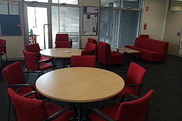 St. Patricks Technical College, custom meeting tables in Young Beech with custom upholstered Chicago chairs