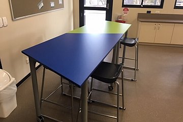Tanunda Primary, custom Trapezium bar tables and Tract stools
