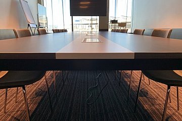 Atura Hotel Adelaide Airport, custom Loop frame with rectangular top, contrasting feature strip and power dock