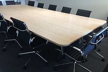 Playford International College, rectangular boardroom table with radius corners and Eccosit Wing polished frame