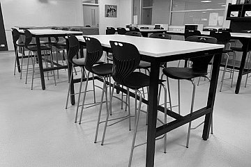 Grant High School, custom Element tables with black Mata stools