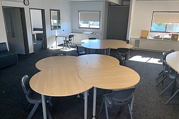 Southern Montessori School, Podz crescent tables with Ergostack student chairs