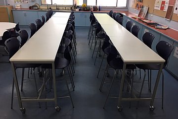 Kapunda High, Mata blue stools with custom mobile lab tables