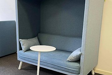 Cubby acoustic booth lounge with Hoop table